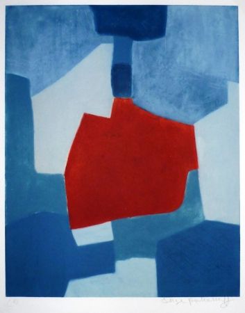 Incisione Poliakoff - Composition bleue et rouge