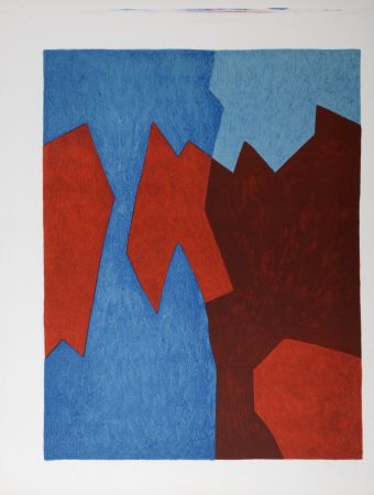 Litografia Poliakoff - Composition bleue et rouge, 1975