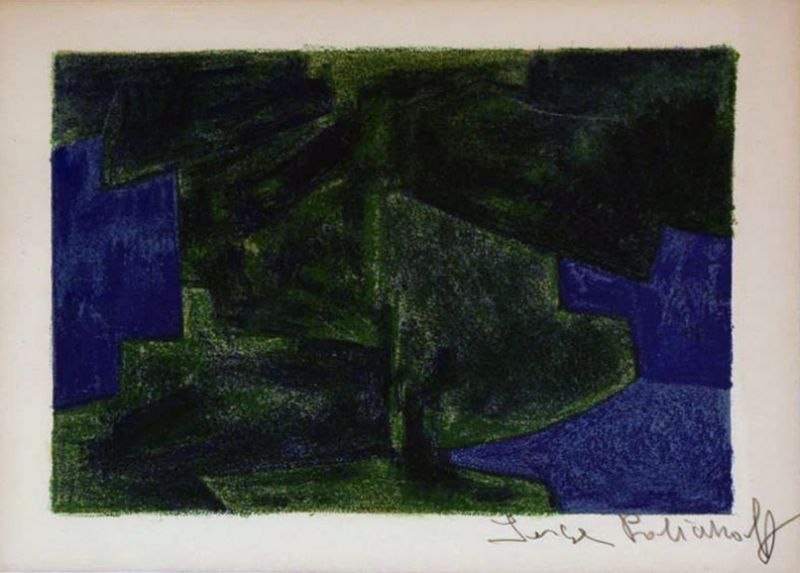 Litografia Poliakoff - Composition bleue et verte n°41