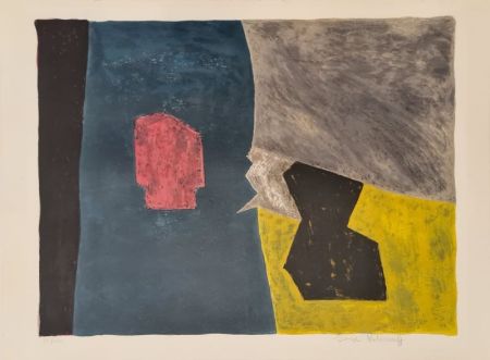 Litografia Poliakoff - Composition bleue, jaune et grise L16 