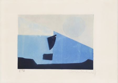 Acquatinta Poliakoff - Composition bleue n° II