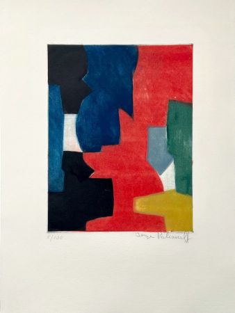Acquaforte E Acquatinta Poliakoff - Composition bleue, rouge, verte et noire III 