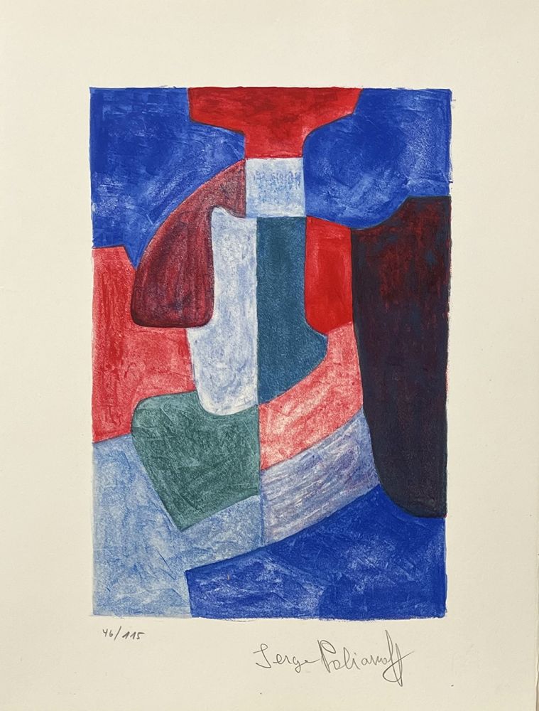 Litografia Poliakoff - Composition bleue, verte et rouge
