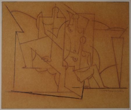Monotipo Marcoussis - Composition cubiste / Kubistische Komposition (Mann und zwei Frauen). 