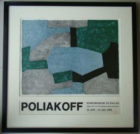 Litografia Poliakoff - Composition grise, verte et bleue