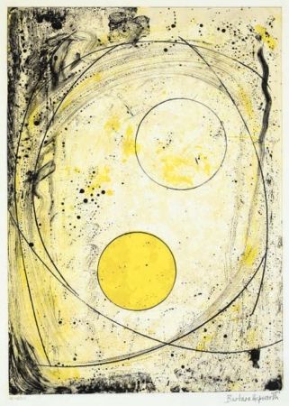 Litografia Hepworth - Composition in black and Yellow