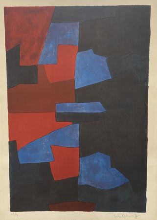 Litografia Poliakoff - Composition in red, blue, and black