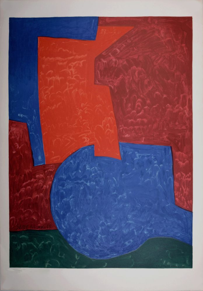 Litografia Poliakoff - Composition in Red, Blue and Green, 1975