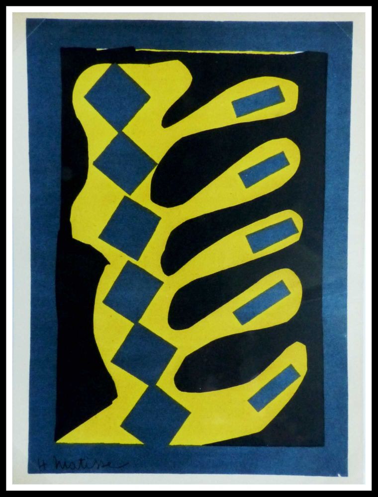 Litografia Matisse - COMPOSITION  JAUNE BLEU ET NOIR