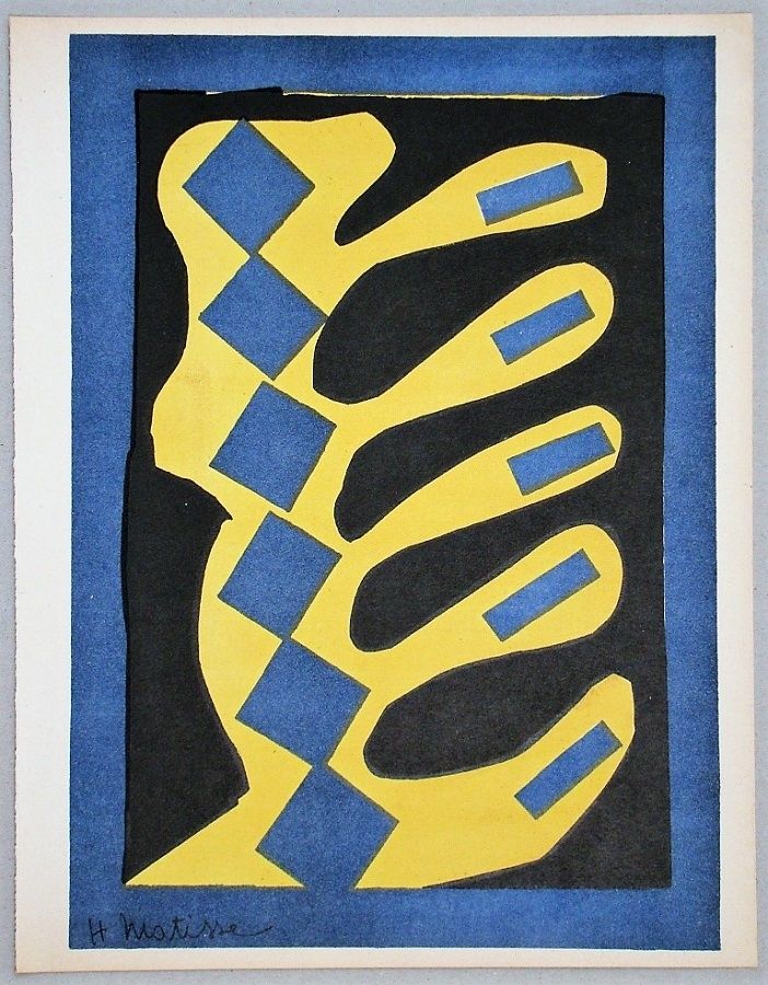 Litografia Matisse - Composition jaune, bleu et noire, 1947