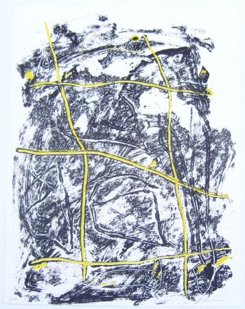 Litografia Humair - Composition jaune et noire 2