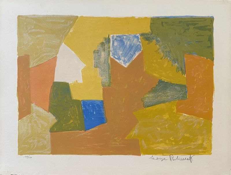 Litografia Poliakoff - Composition jaune, Orange et Verte L14 