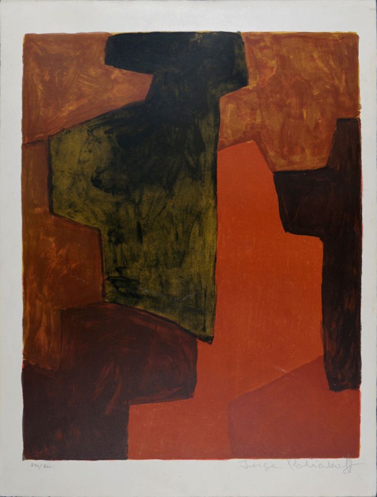 Litografia Poliakoff - Composition orange et verte, 1964