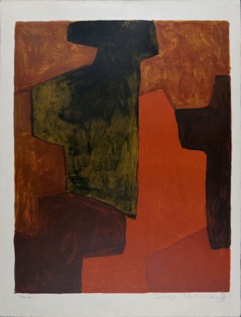 Litografia Poliakoff - Composition orange et verte, 1964