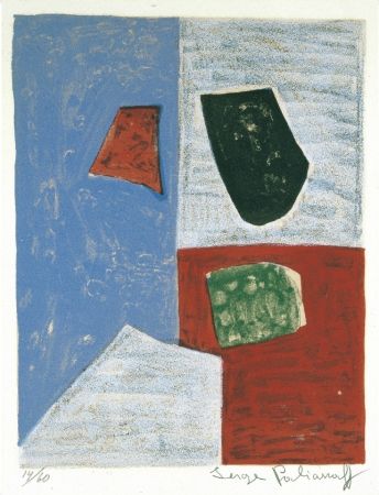 Litografia Poliakoff - Composition rose, rouge et bleue