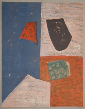 Litografia Poliakoff - Composition rose, rouge et bleue