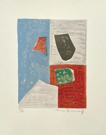 Litografia Poliakoff - Composition rose, rouge et bleue L17 