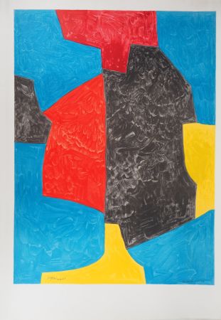 Litografia Poliakoff - Composition rouge, bleu et noir