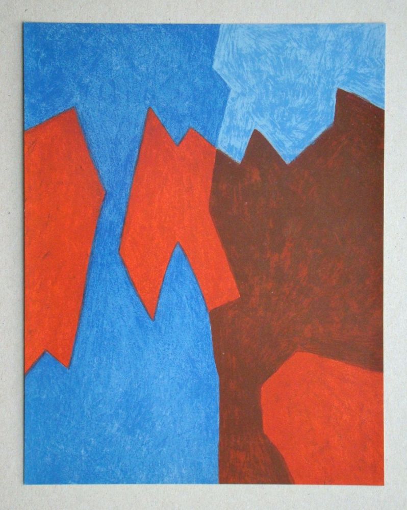 Litografia Poliakoff - Composition rouge et bleue