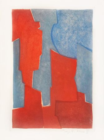 Acquaforte E Acquatinta Poliakoff - Composition rouge et bleue XX 