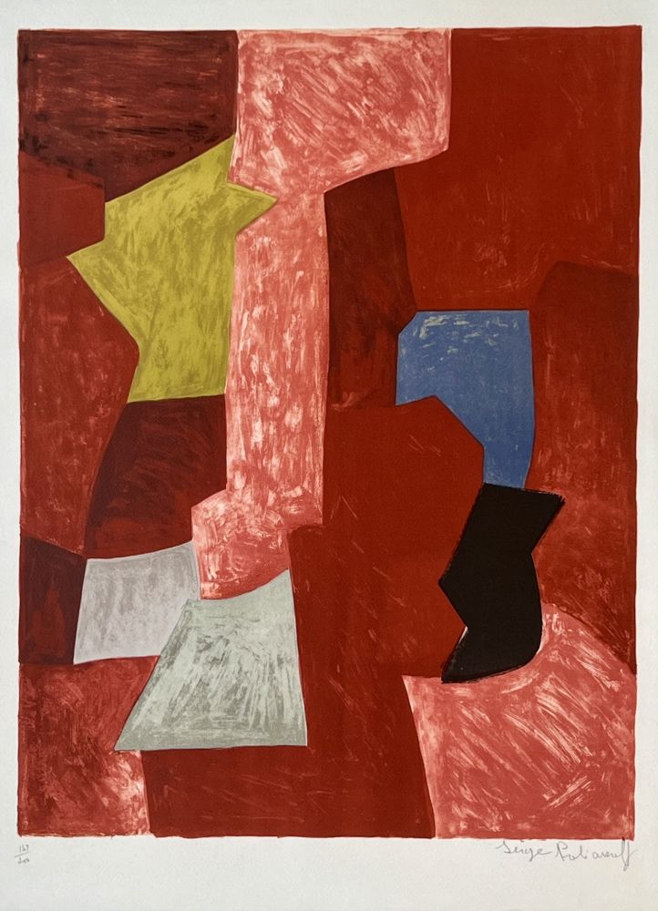 Litografia Poliakoff - Composition rouge, jaune et bleue L13 