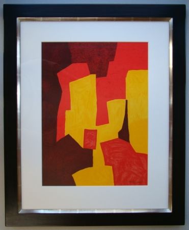Litografia Poliakoff - Composition rouge, jaune et brune