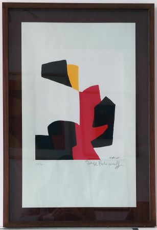 Serigrafia Poliakoff - Composition rouge, noire et blanche L69 
