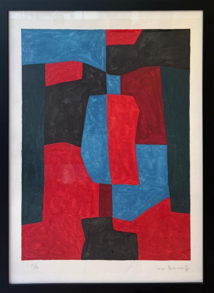 Litografia Poliakoff - Composition rouge, verte et bleue L76 