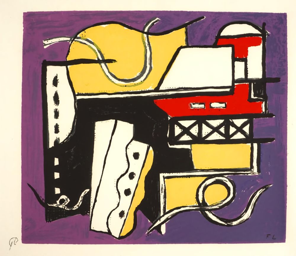 Serigrafia Leger - Composition sur fond violet