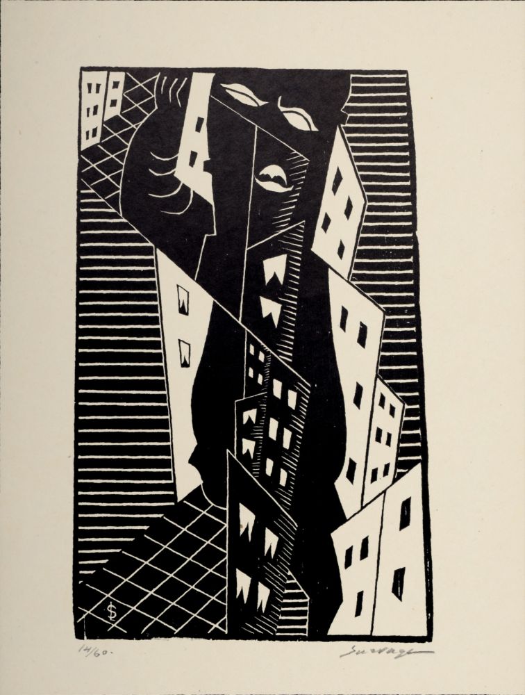 Incisione Su Legno Survage - Composition surréaliste 14/60 (E), c. 1930s
