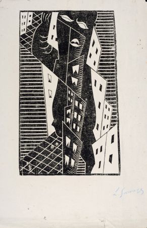 Incisione Su Legno Survage - Composition surréaliste (E), c. 1930s
