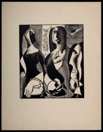 Incisione Su Legno Survage - Composition surréaliste, XXIII (1), 1933