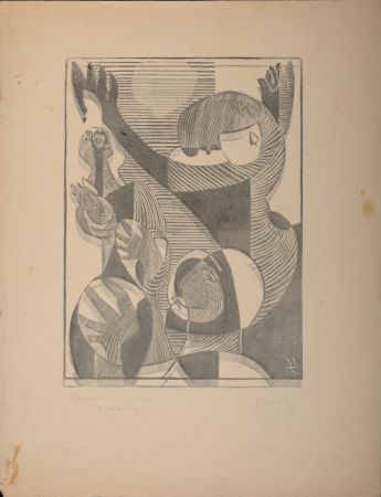 Incisione Su Legno Survage - Composition surréaliste XXIV (1), 1934