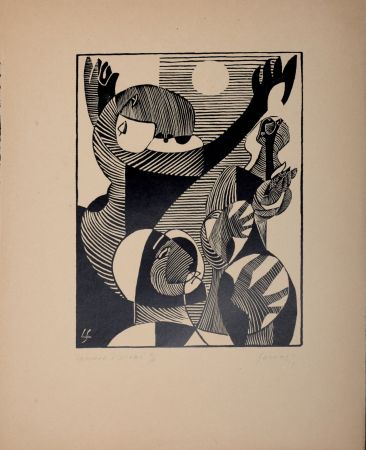 Incisione Su Legno Survage - Composition surréaliste XXIV (2), 1934