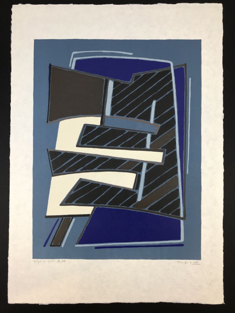 Litografia Magnelli - Composizione in Azzurro