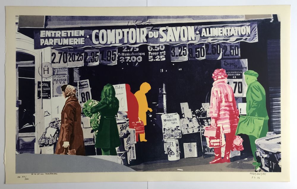 Serigrafia Fromanger - Comptoir du savon / La vie est une marchandise