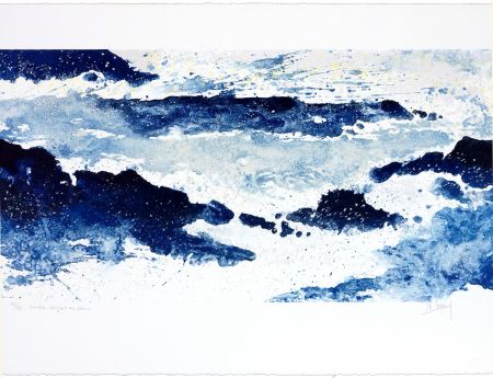 Litografia Stholl - Contre-vagues en bleu