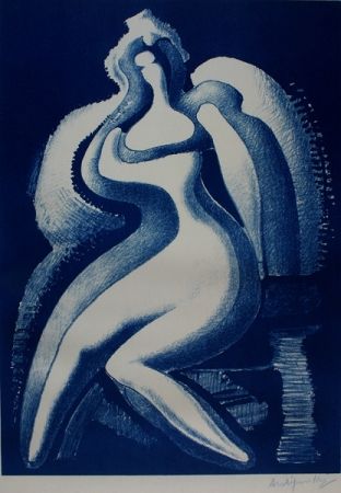 Litografia Archipenko - Coquette (Blue Nude)