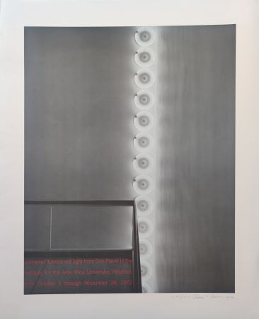 Serigrafia Flavin - “cornered fl uorescent light from Dan Flavin in the institute for the Arts, Rice University,  Houston, from October 5 through November 26, 1972