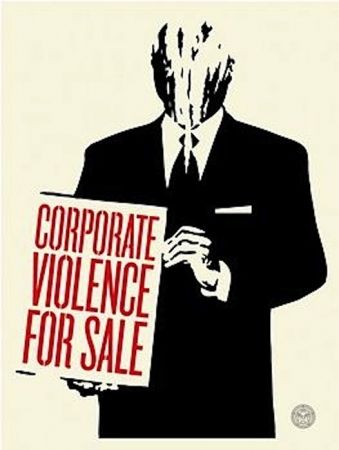 Serigrafia Fairey - Corporate Violence for Sale