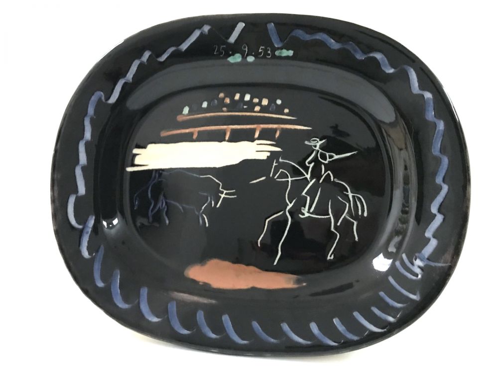 Ceramica Picasso - Corrida sur fond noir 