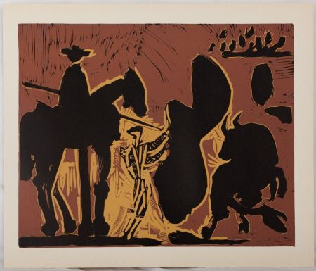 Linoincisione Picasso - Corrida, Torero face au taureau