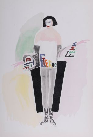 Pochoir Delaunay -  Costumes (V), 1969