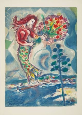 Litografia Chagall - Couple et poisson (Couple and Fish)