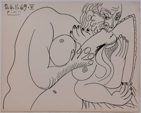 Litografia Picasso - Couples and female nudes