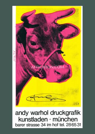 Serigrafia Warhol - 'Cow Wallpaper (Yellow/Pink)' 1983 Silkscreen (Hand-signed)
