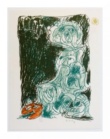 Litografia Alechinsky - Crayon sur coquille - Le hasard et sa mère