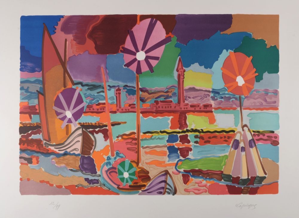 Litografia Lapicque - Crépuscule sur Burano, 1955 - Hand-signed