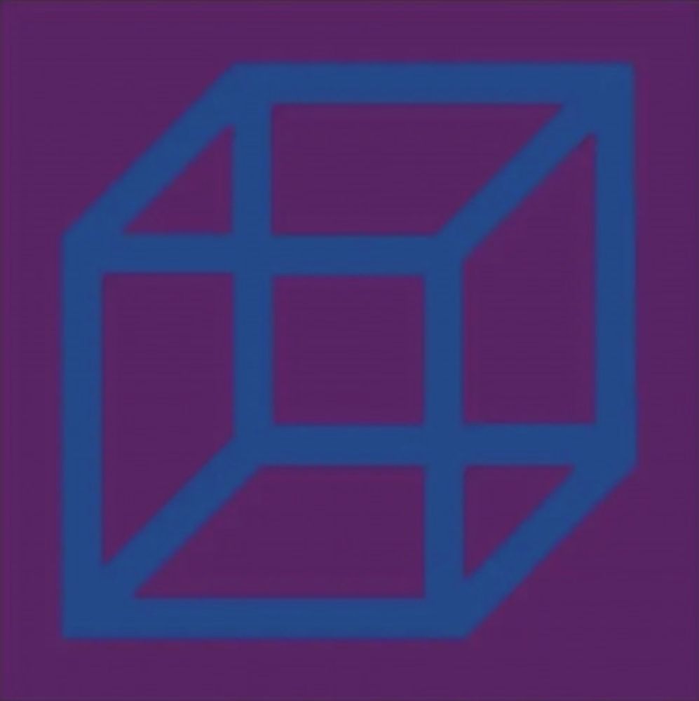 Linoincisione Lewitt - Cubes in Color on Color (Purple/Blue)