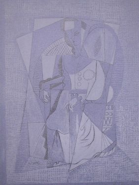 Litografia Lhote - Cubistic woman (femme assise)